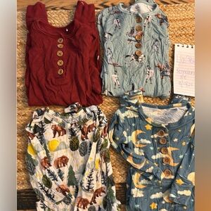 Posh Peanut- set of Four Button-Up Baby Rompers